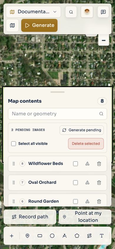 Mobile Create actions with Record path available.